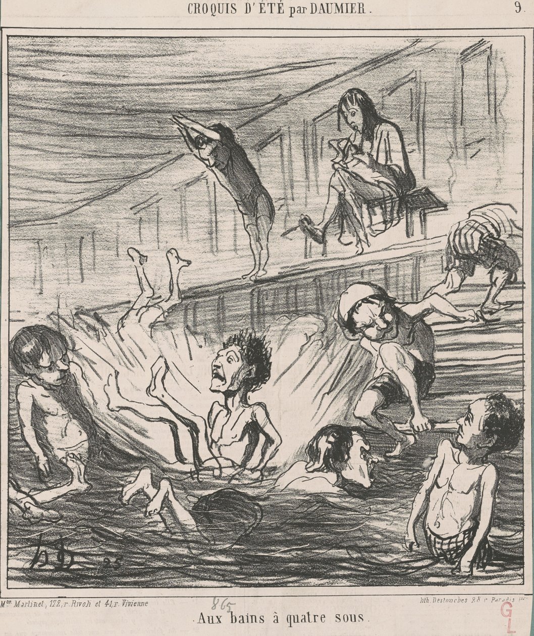 Aux bains à quatre sous - Honoré Daumier