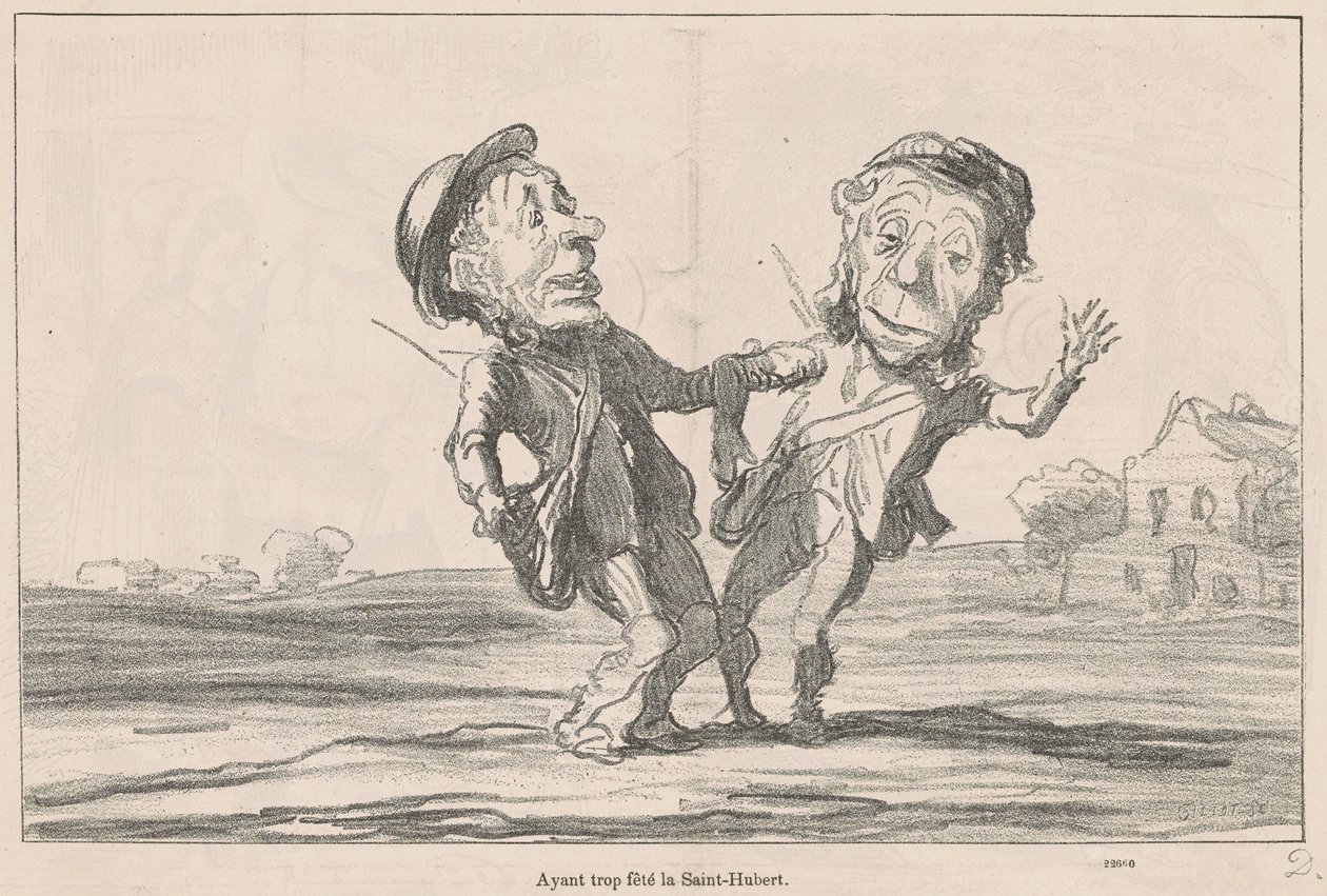 Ayant trop fêté la Saint-Hubert - Honoré Daumier