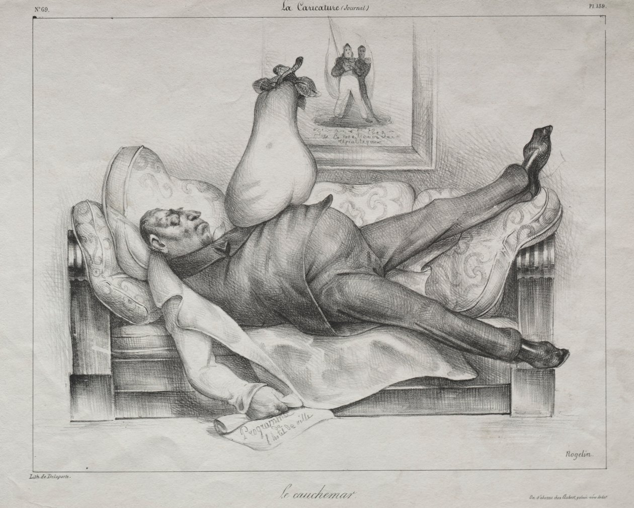 Caricature, planche 139 : Le Cauchemar, 1832 - Honoré Daumier