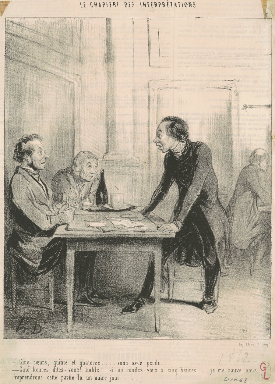 Cinq coeurs, quinte et quatorze ... - Honoré Daumier