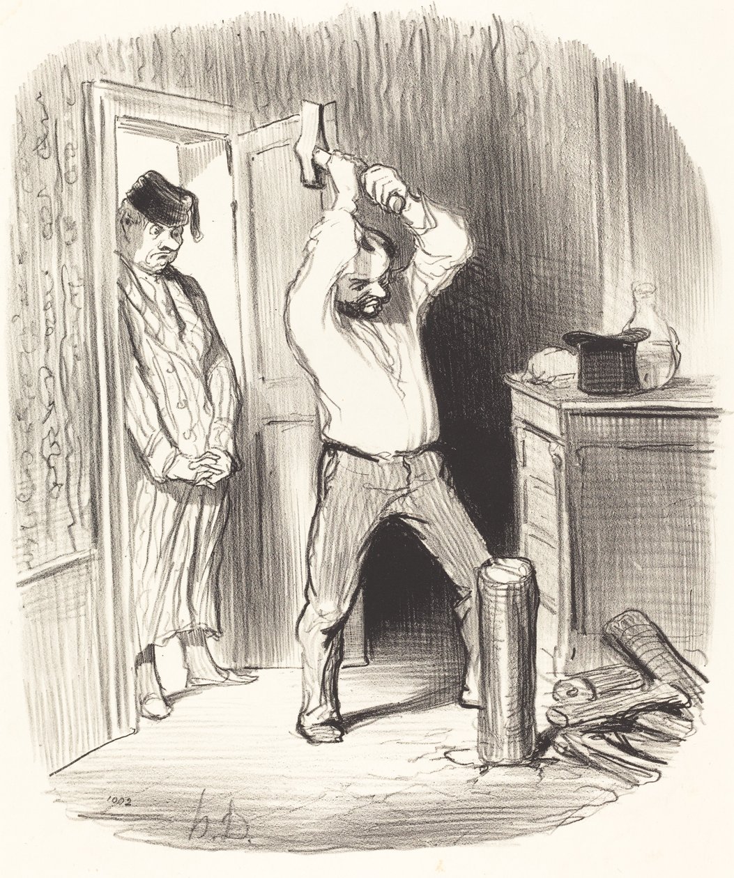 Est-il dieu permis... fendre du bois... - Honoré Daumier