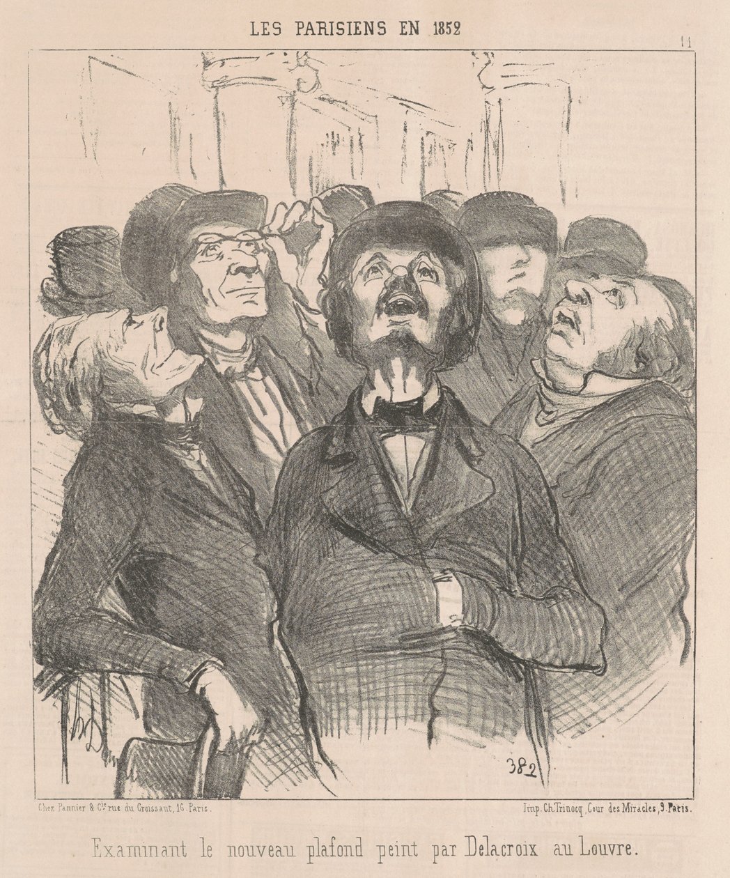 Examinant le nouveau plafond - Honoré Daumier
