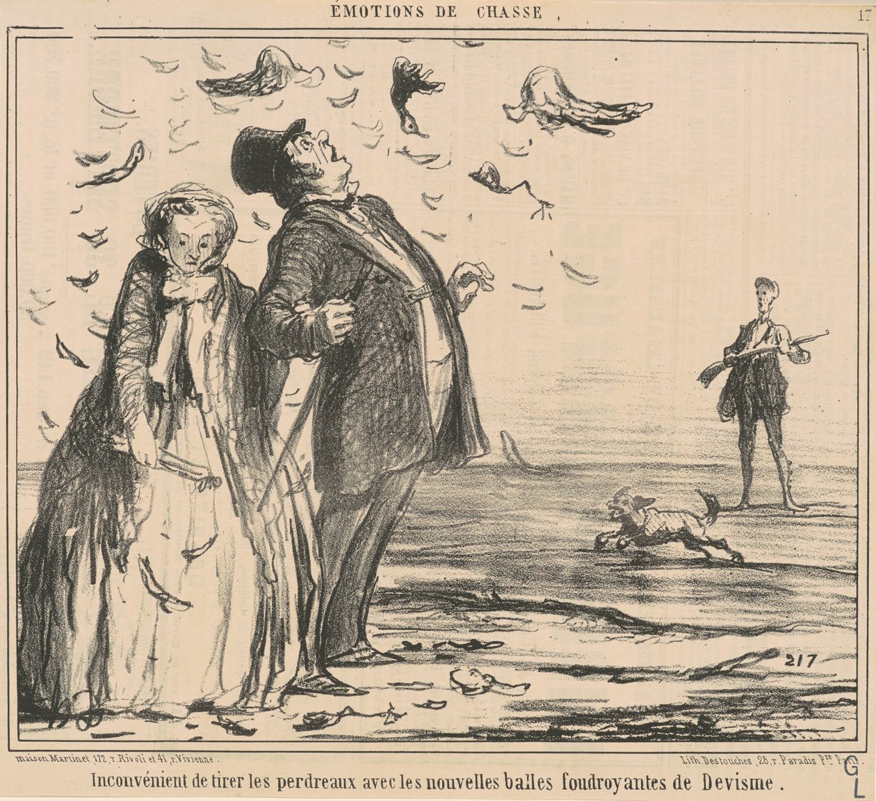 Inconvénient de tirer les perdreaux ... - Honoré Daumier