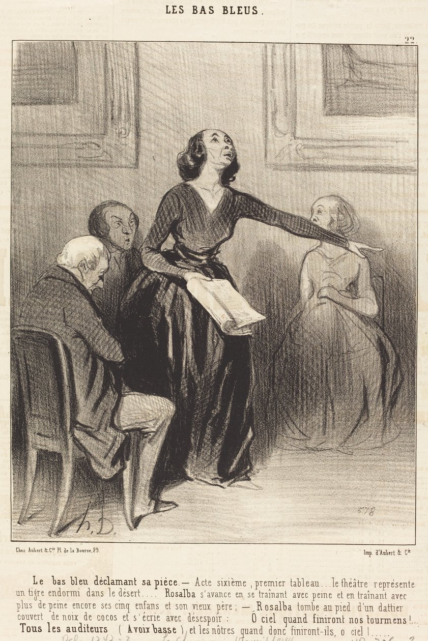 Le Bas-bleu déclamant sa pièce - Honoré Daumier