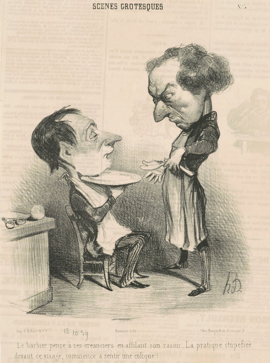 Le barbier pense à ses créanciers - Honoré Daumier