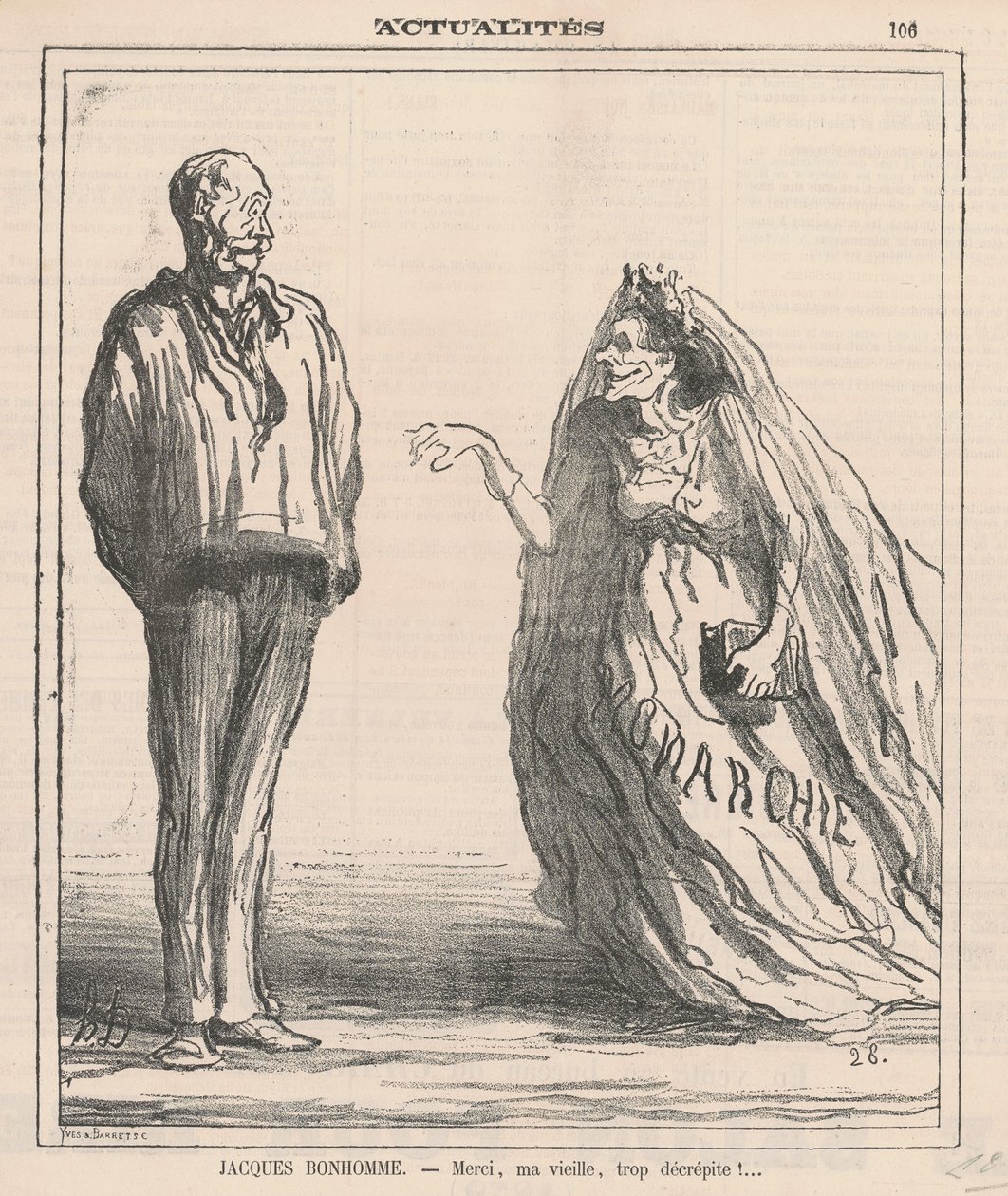 Merci, ma vieille, trop décrépite! - Honoré Daumier