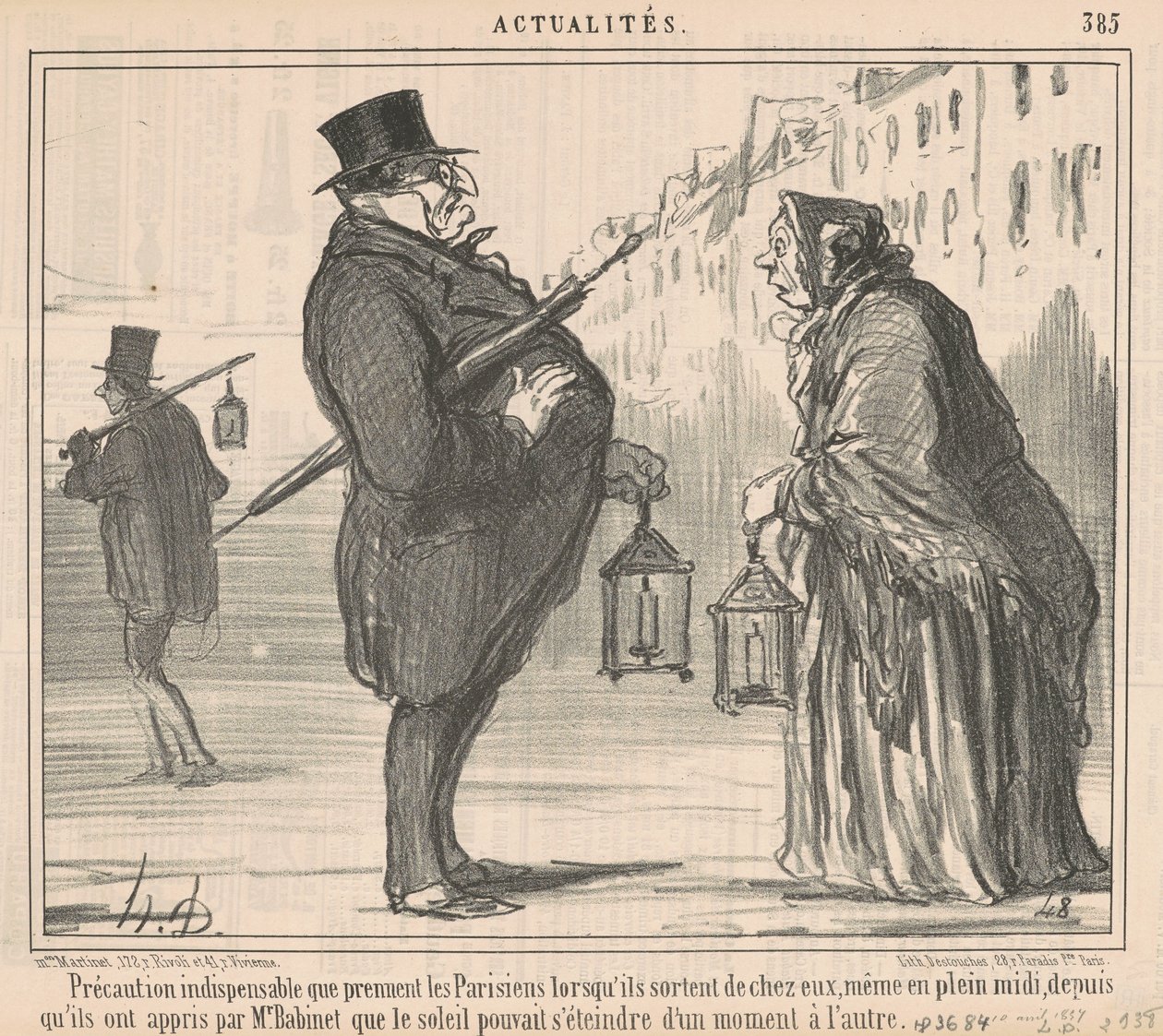 Précaution indispensable que prennent les Parisiens ... - Honoré Daumier
