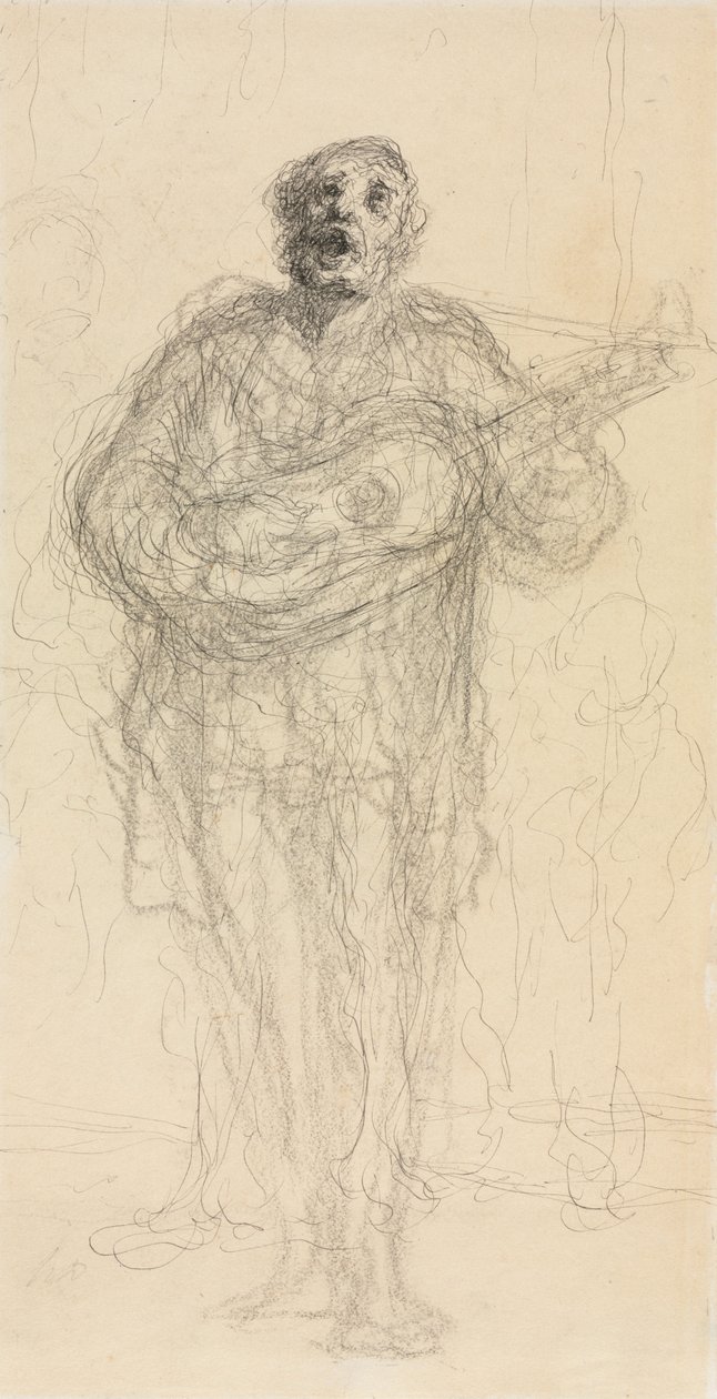 Guitariste chantant (recto) - Honoré Daumier