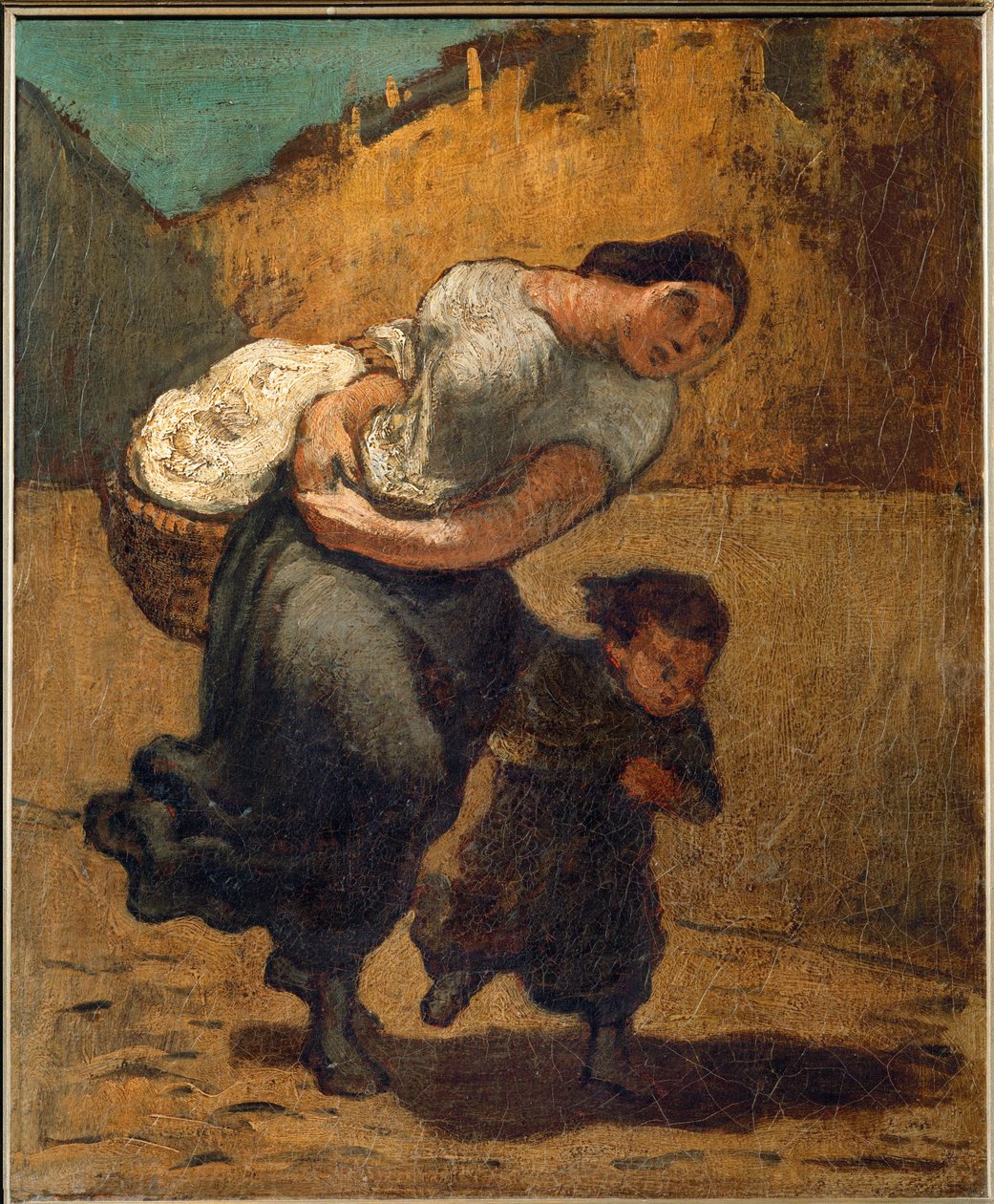 Le fardeau ... (huile sur toile) - Honoré Daumier