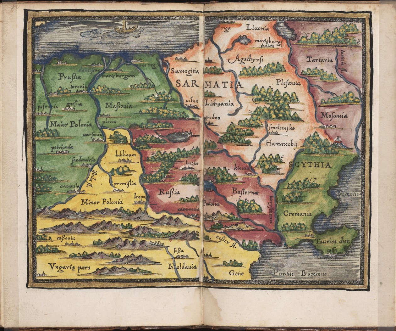 Carte de Sarmatie, de : Rudimenta Cosmographica, 1542 - Honterus