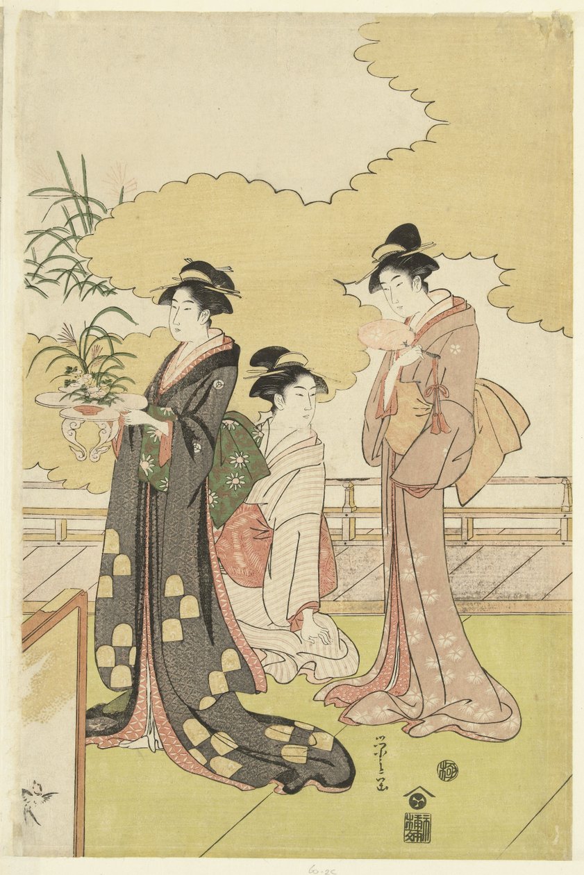 Femmes dans une chambre en plein air - Hosoda Eishi