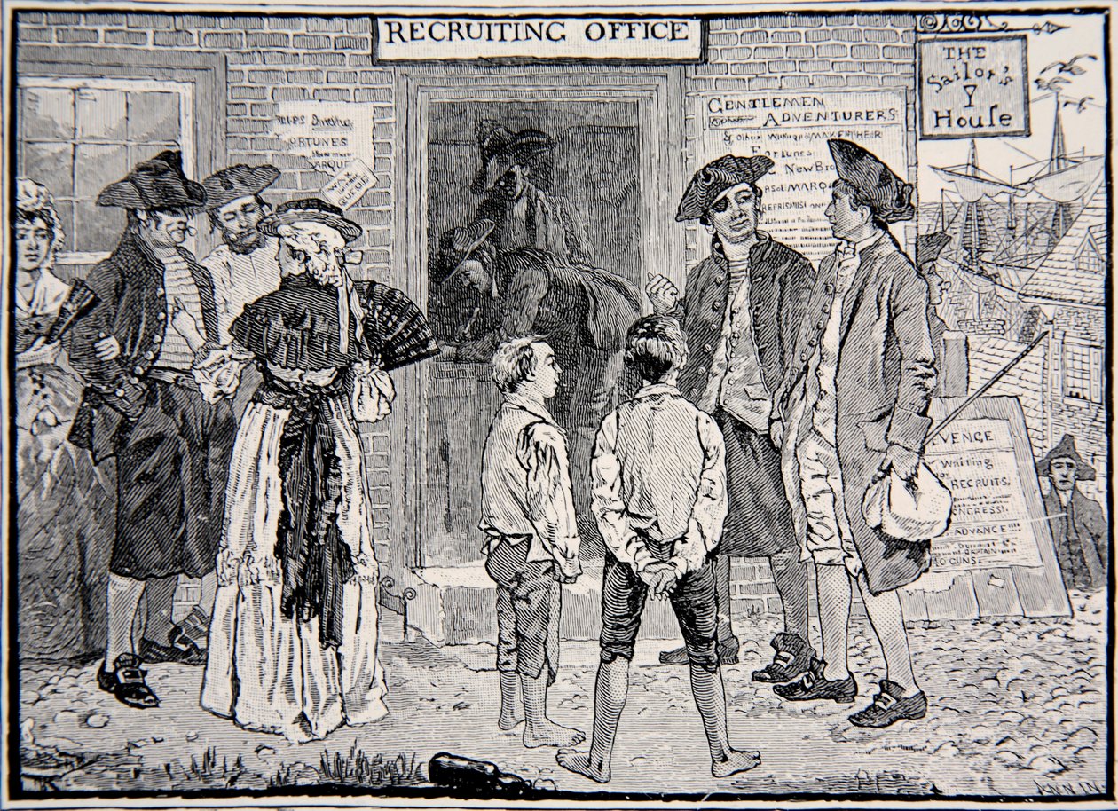 Un bureau de recrutement révolutionnaire, Nouvelle-Angleterre - Howard Pyle