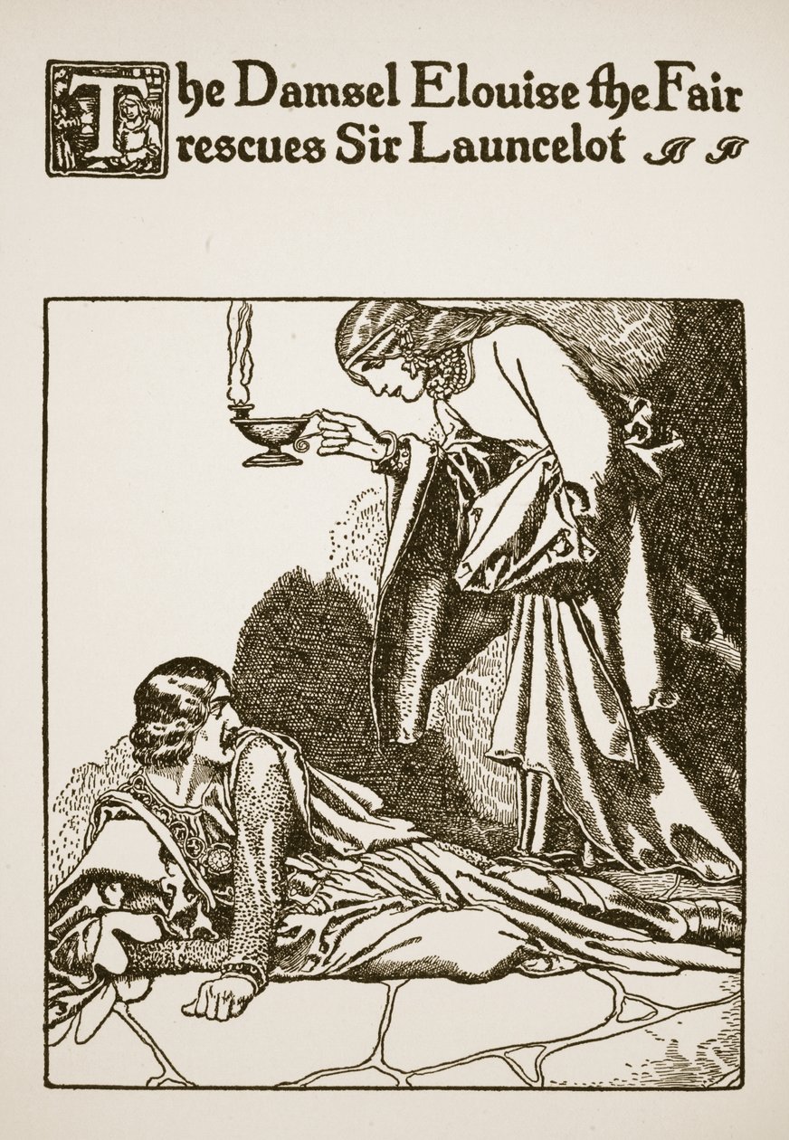 La demoiselle Elouise la Belle sauve Sir Launcelot, illustration de 