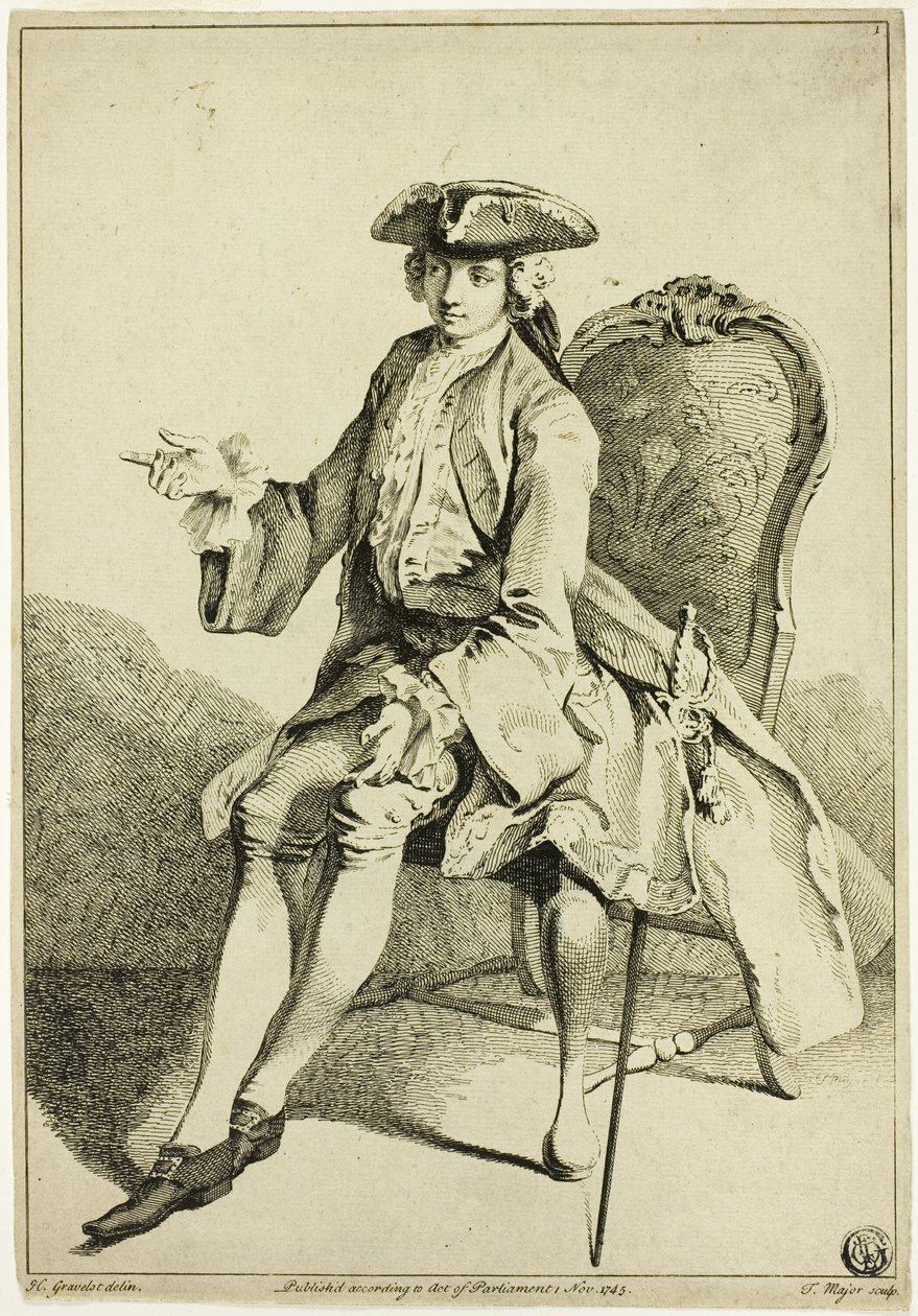 Jeune Seigneur Assis - Hubert Francois Gravelot