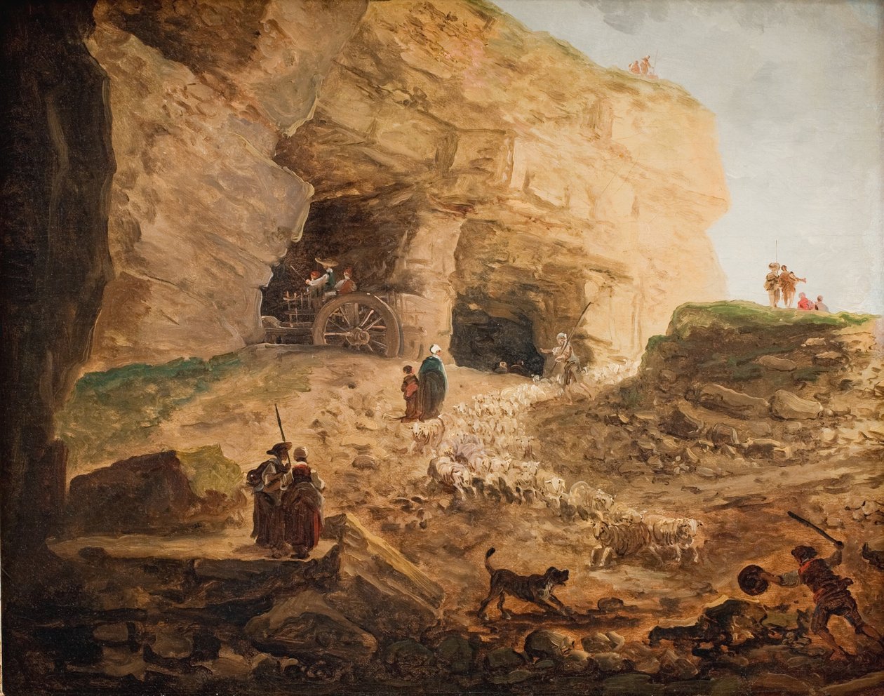 Une carrière avec un troupeau de moutons - Hubert Robert