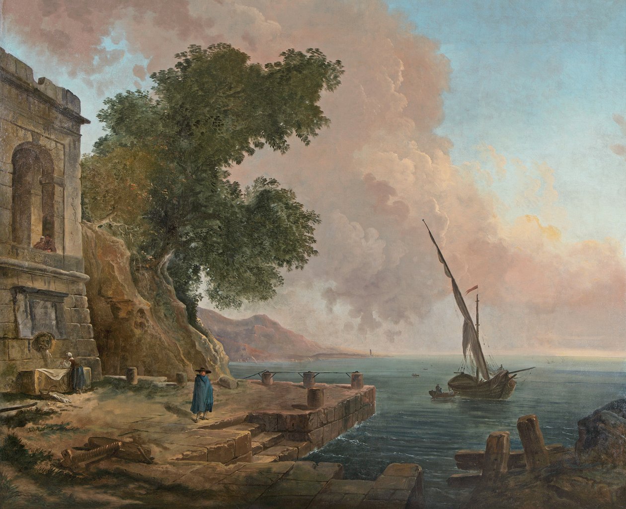 French: Embarcadère méditerranéen - Hubert Robert