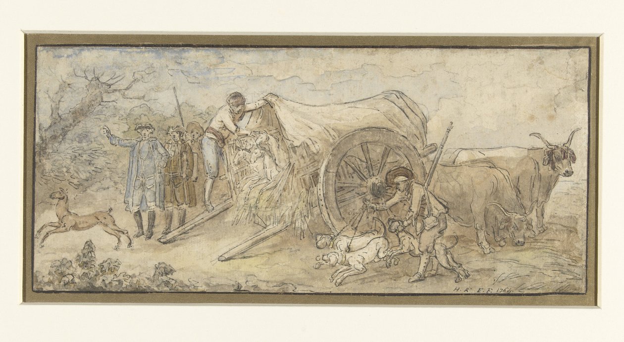 Chariot couvert dans la Campagne - Hubert Robert