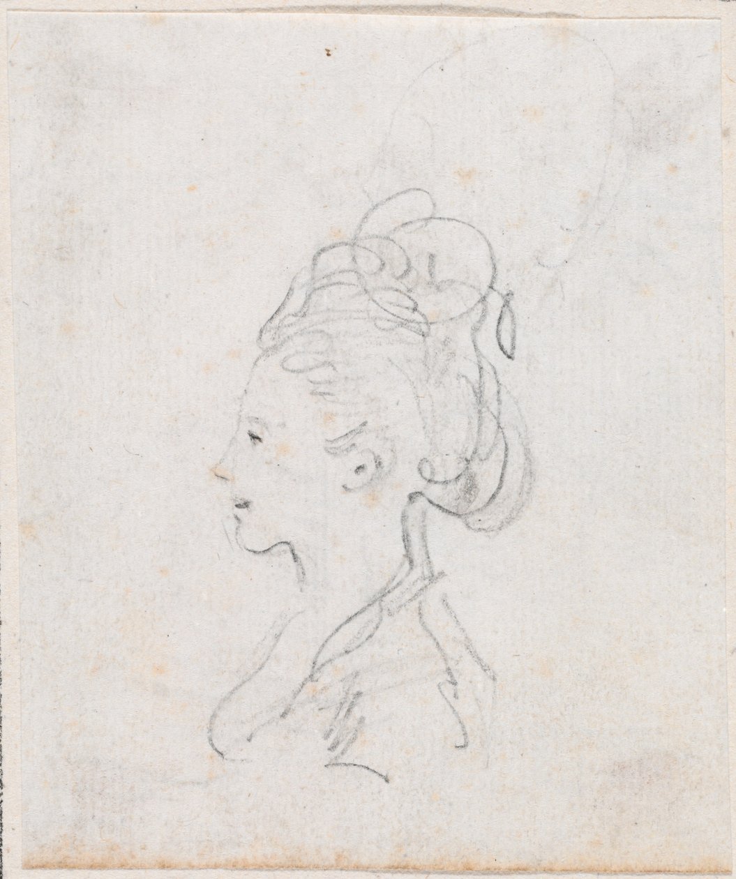 Tête de jeune femme de profil - Hubert Robert