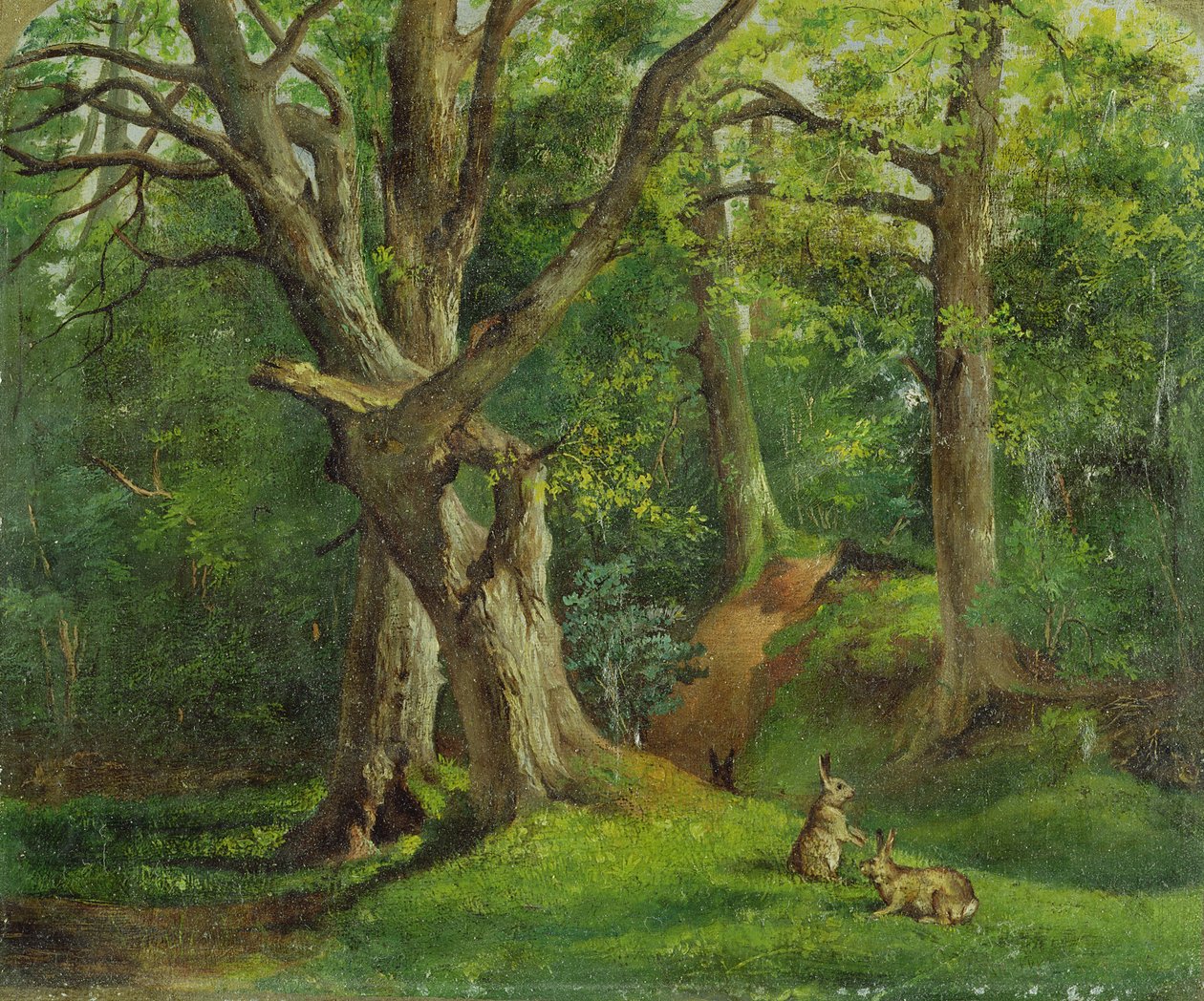 Scène boisée avec des lapins, 1862 - Hubert von Herkomer