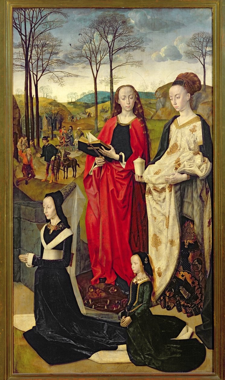 Le Retable Portinari, Sainte Marie-Madeleine et Sainte Marguerite avec Maria Baroncelli et sa fille Margherita Portinari, aile droite, vers 1479 - Hugo van der Goes