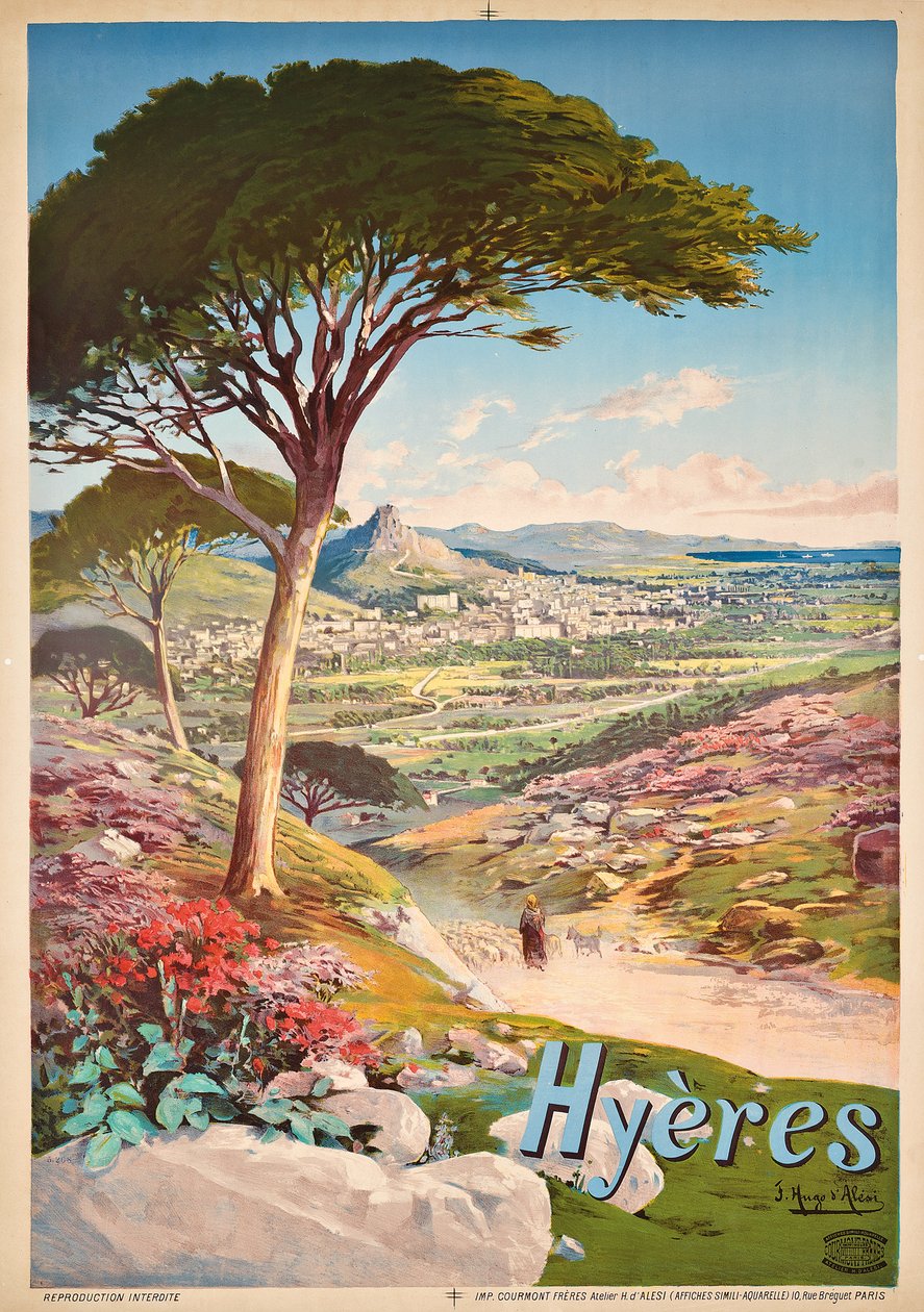 Affiche publicitaire pour Hyères, France, 1900 - Hugo d Alesi
