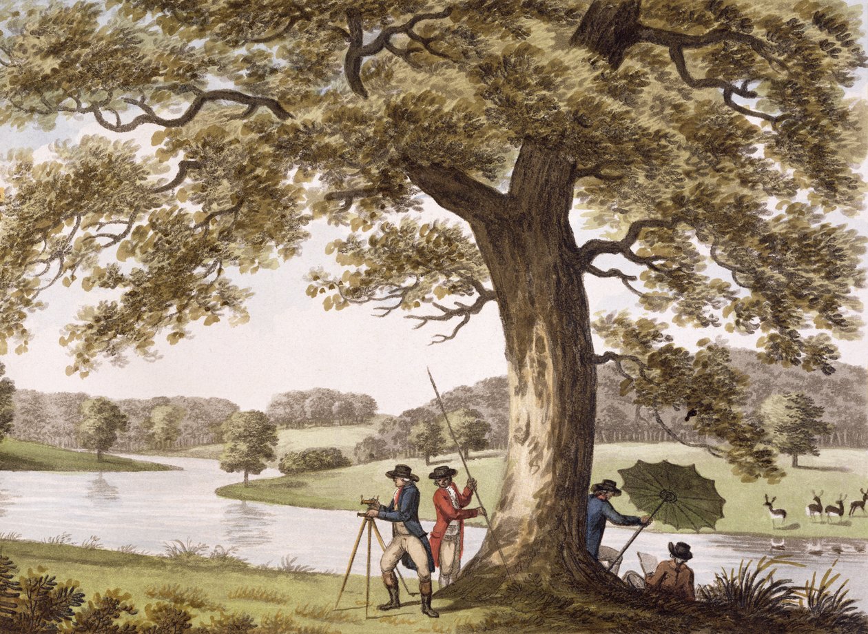 Humphrey Repton en train de faire un relevé avec un théodolite - Humphry Repton