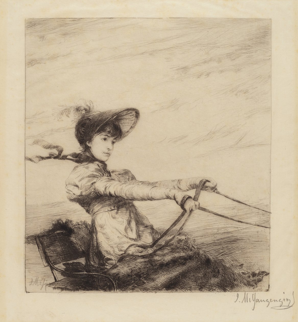 Sans titre (Femme conduisant une calèche) - Ignaz Marcel Gaugengigl