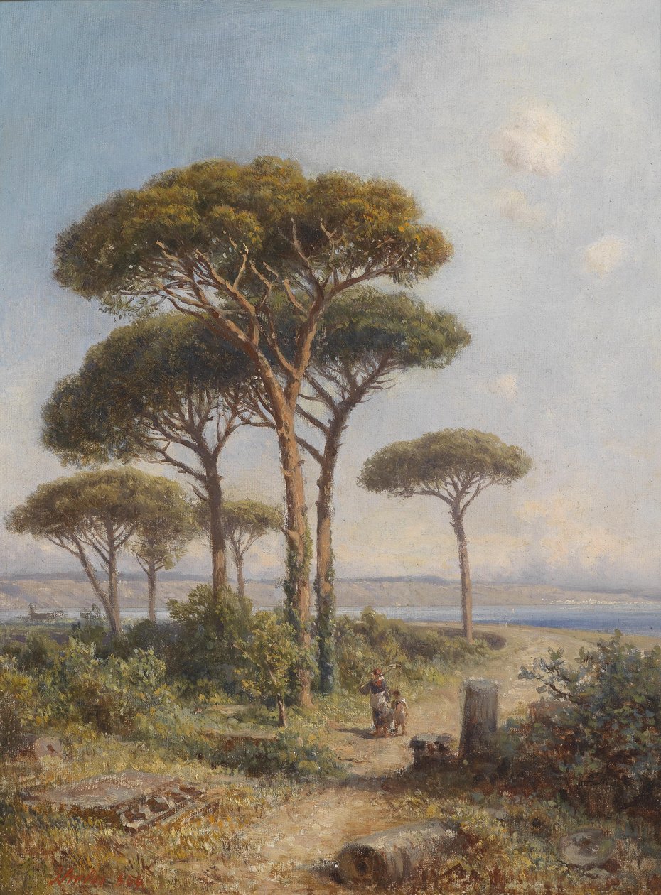 Paysage méridional avec personnages - Ignaz Seelos