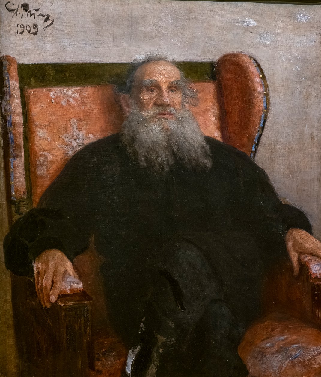 Léon Tolstoï dans un fauteuil rose - Ilya Efimovich Repin