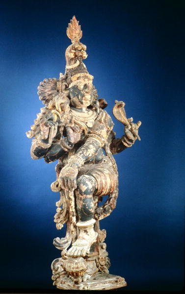 Dvarapala (bois et gesso) - Indian School