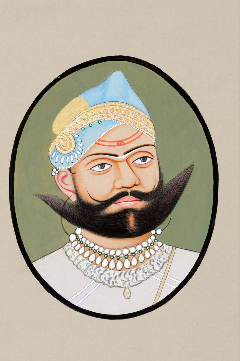 Peinture miniature de Maharaja Sajjan Singh 1874 - Indian School