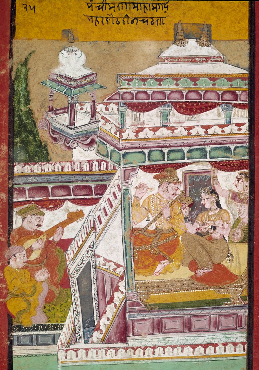 Spectacle musical dans un palais (miniature) - Indian School