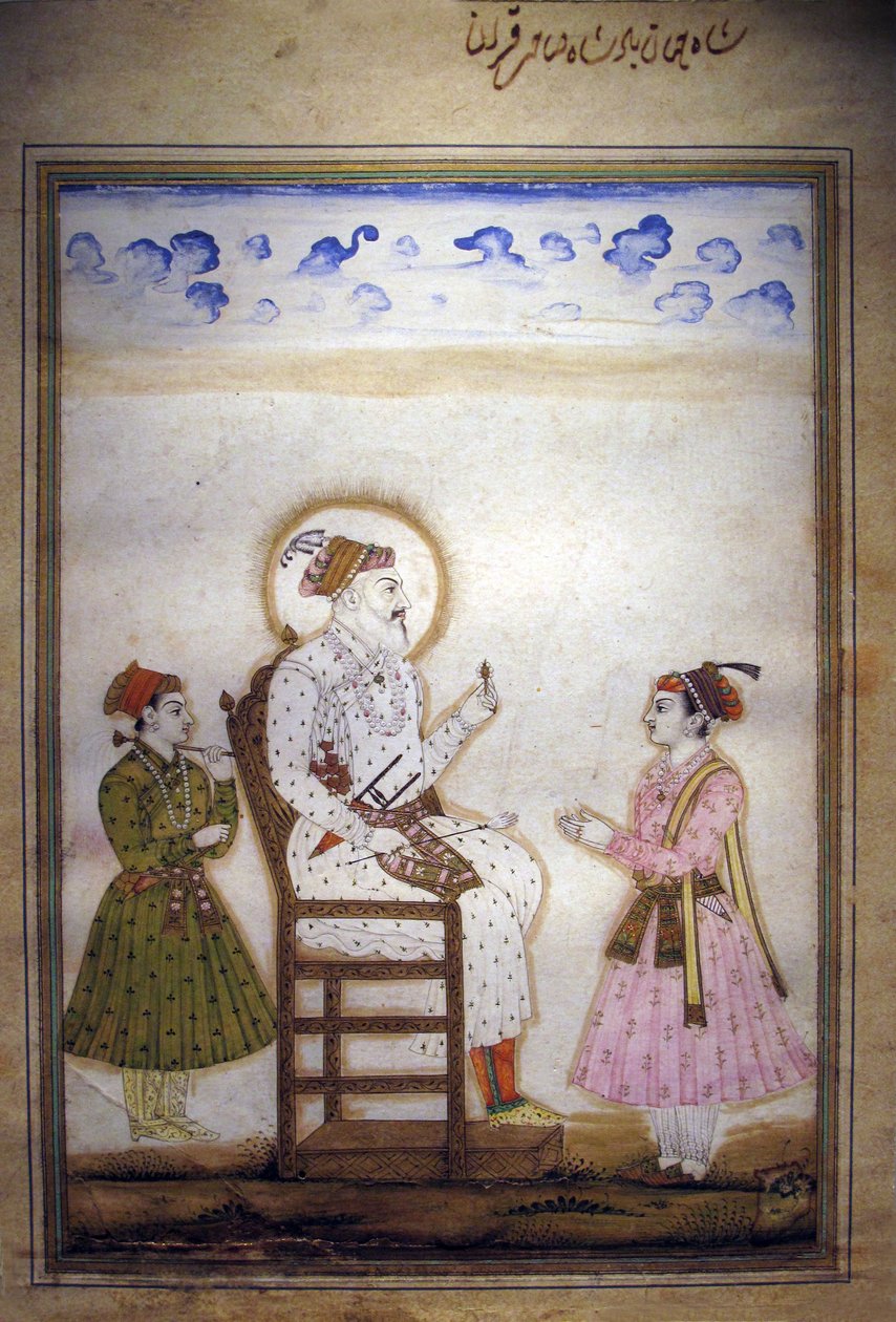 Shah Jahan assis avec des assistants - Indian School
