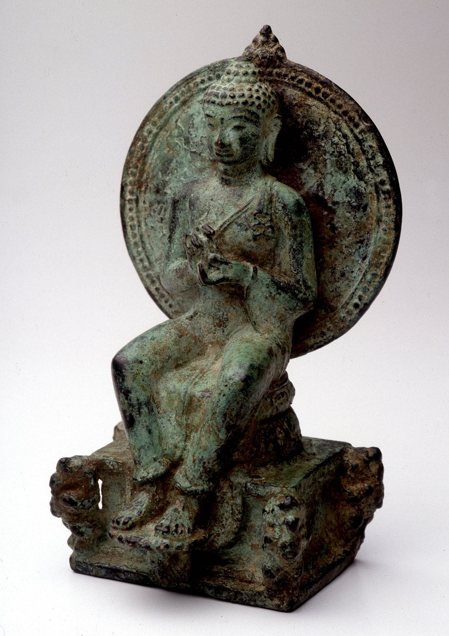 Bouddha assis européen, bronze, Java central, 9e siècle - Indonesian