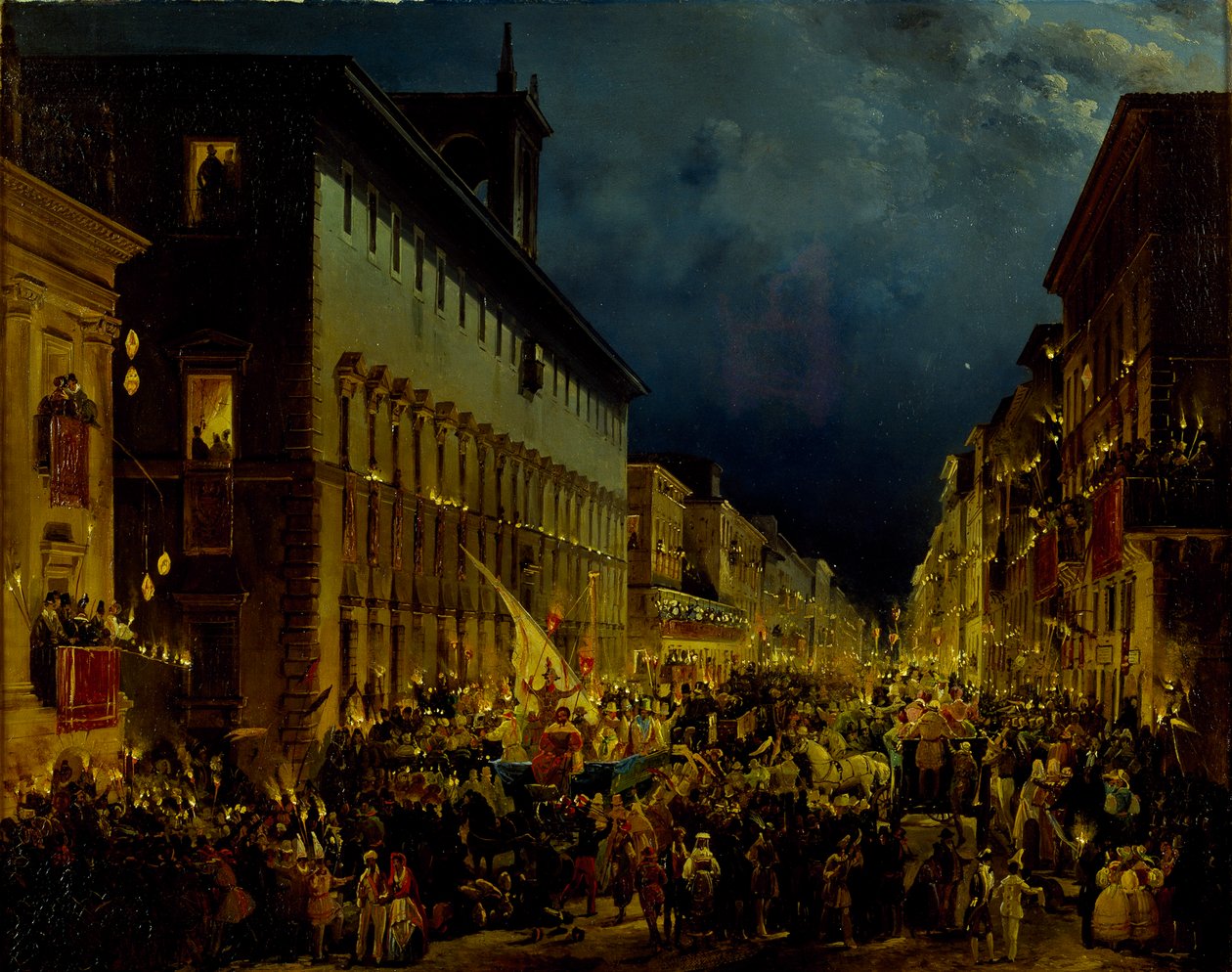 La soirée des Moccoli à Rome, 1834 - Ippolito Caffi