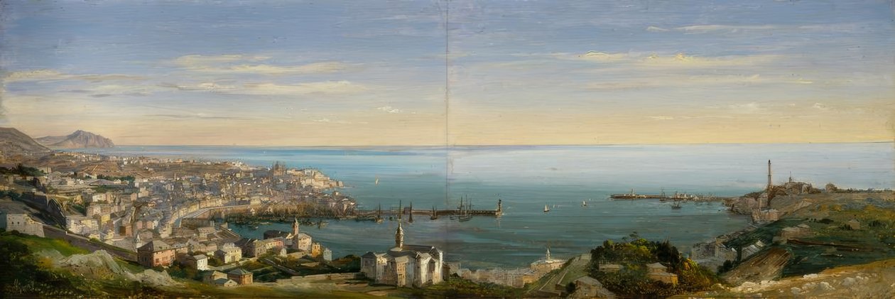 Vue de Gênes avec le port - Ippolito Caffi