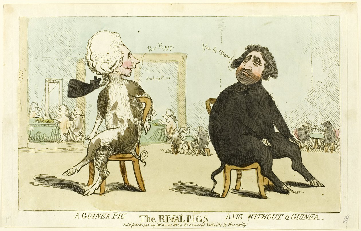 Les cochons rivaux - Isaac Cruikshank