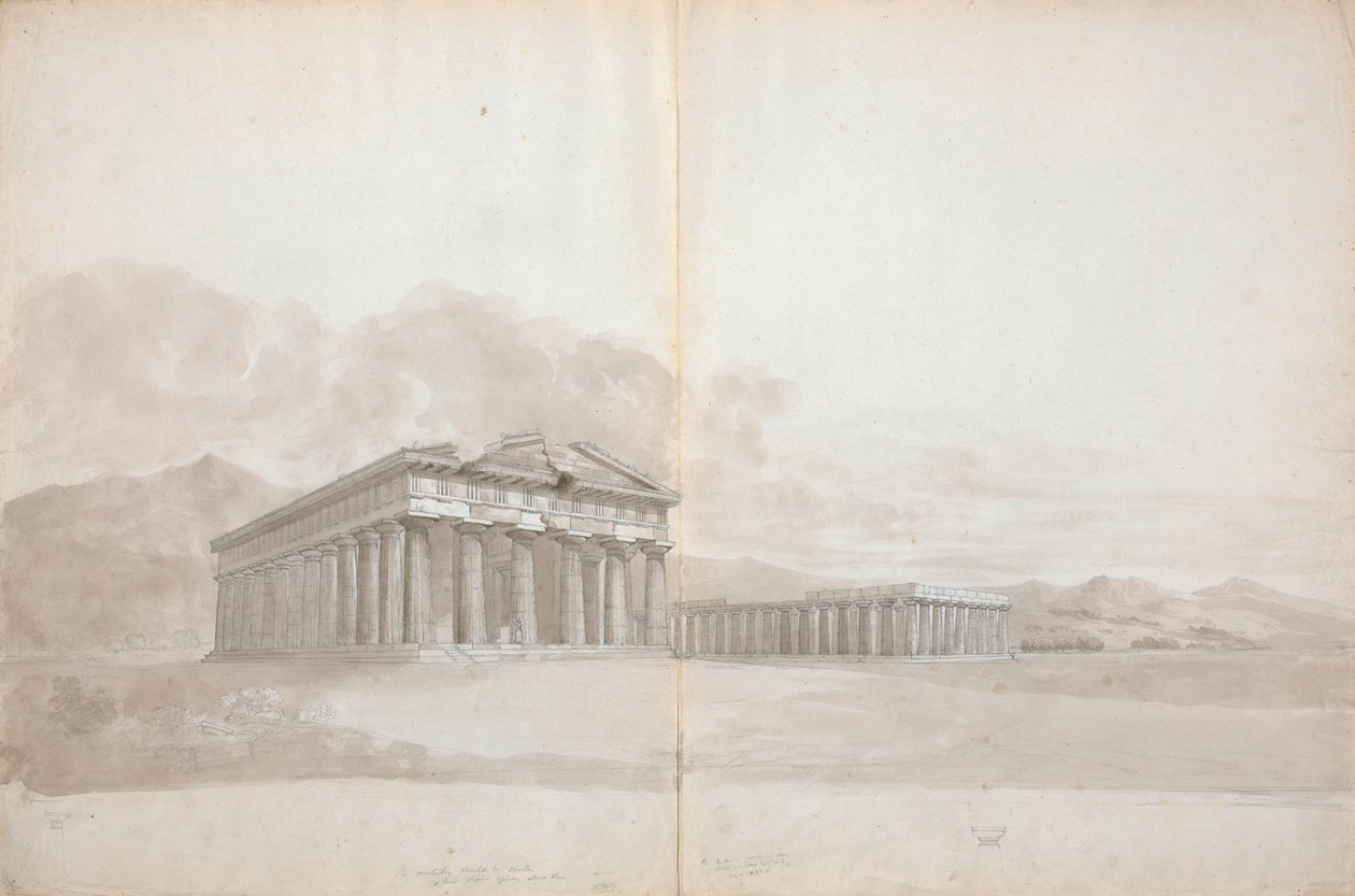 Deux ruines de temples avec études - Isaac Weld