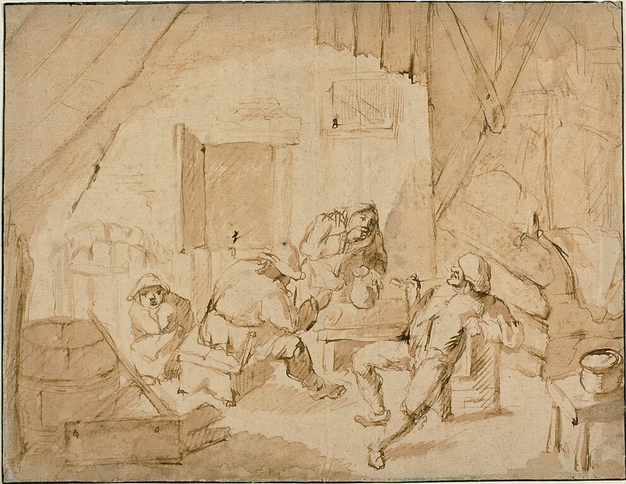 Les paysans boivent - Isaac van Ostade