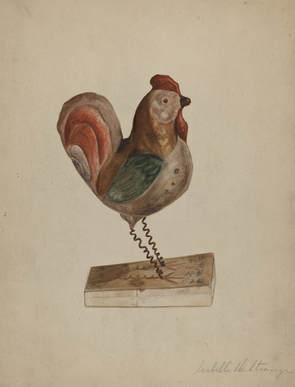 Jouet coq allemand de Pennsylvanie avec soufflet - Isabelle De Strange