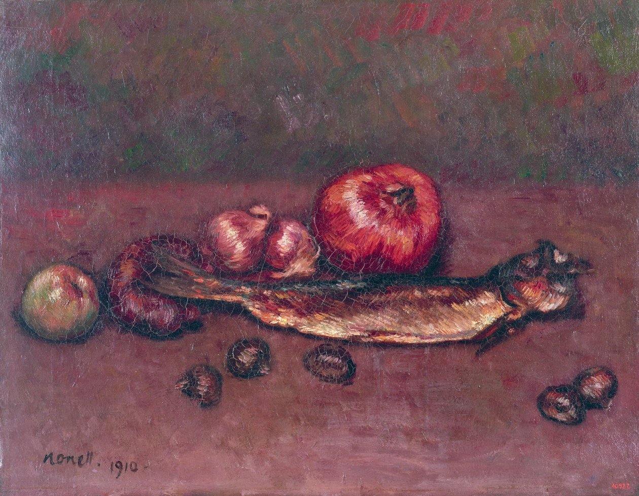 Nature morte avec des oignons et du hareng - Isidre Nonell