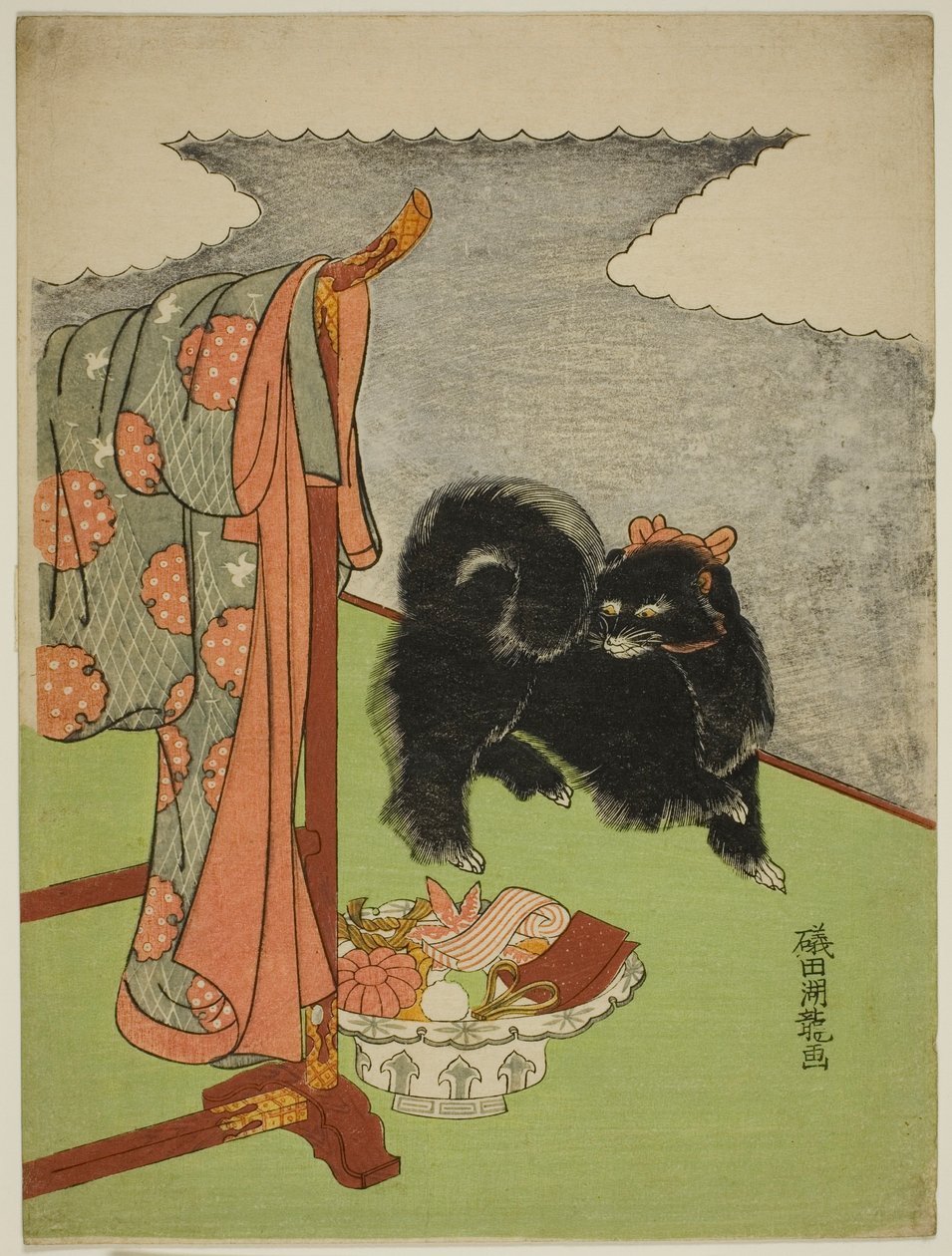Chien noir - Isoda Koryusai
