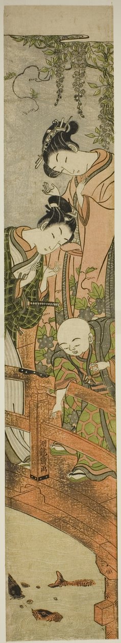 Nourrir les carpes à Kameido - Isoda Koryusai