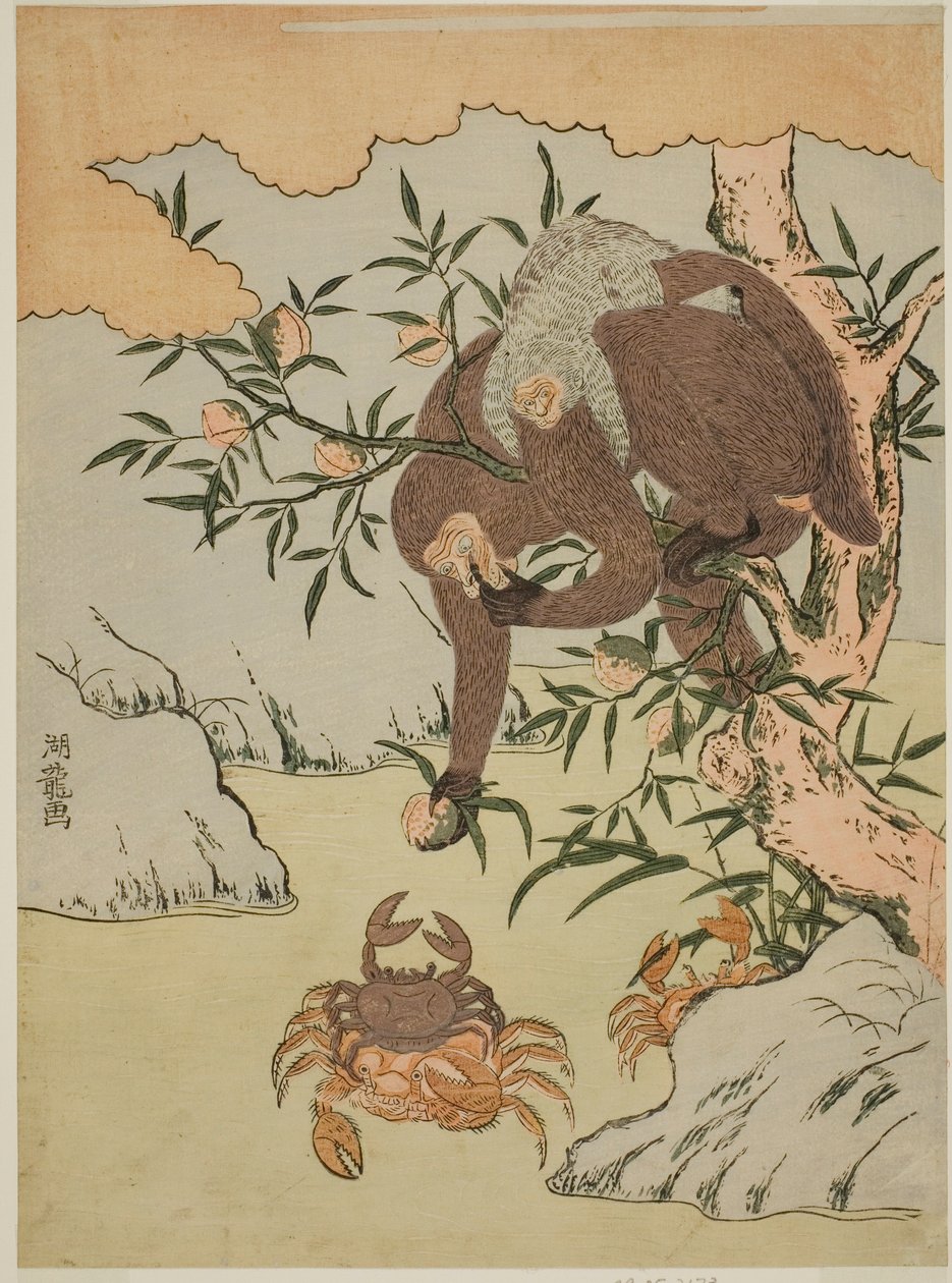Singe jouant avec des crabes - Isoda Koryusai
