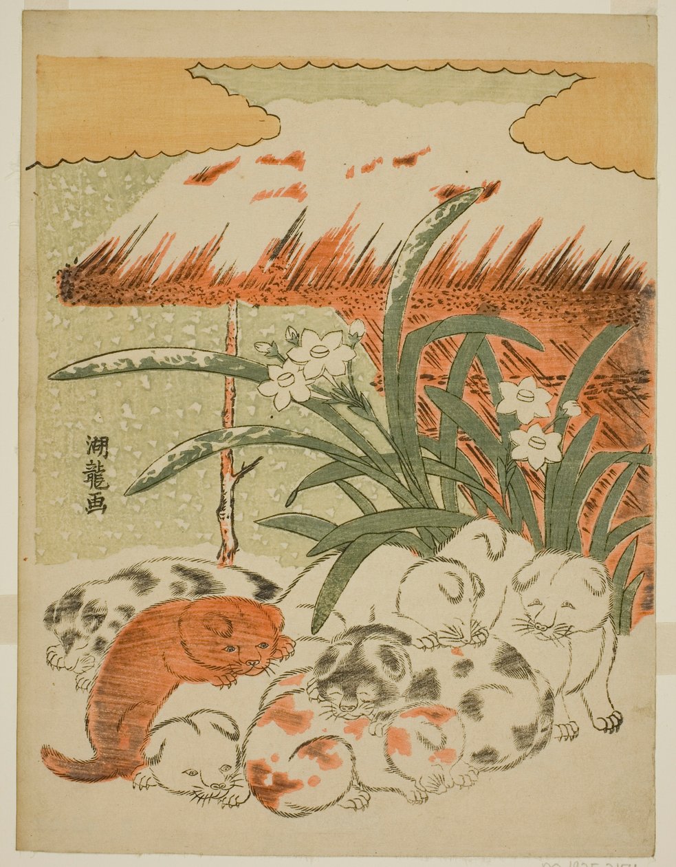 Chiots dans la neige - Isoda Koryusai