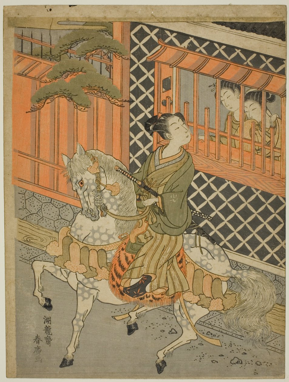 Jeune samouraï à cheval - Isoda Koryusai