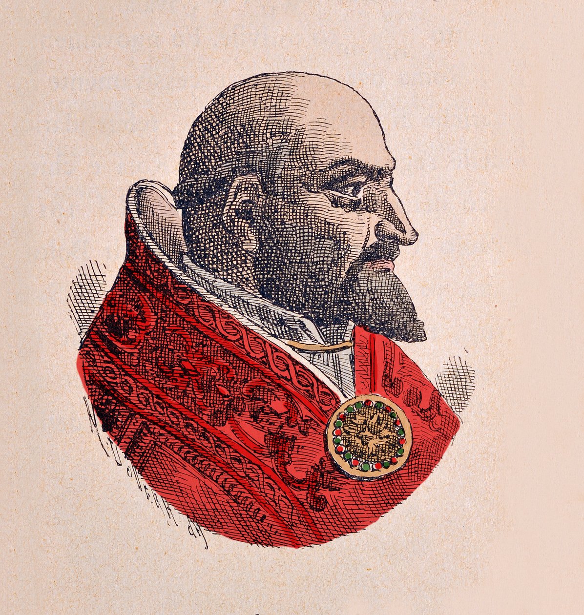 Portrait du pape Paul V (Paolo, Paulus ou Camillo Borghese) (1605-1621), 1898 (gravure avec coloration ultérieure) - Italian School