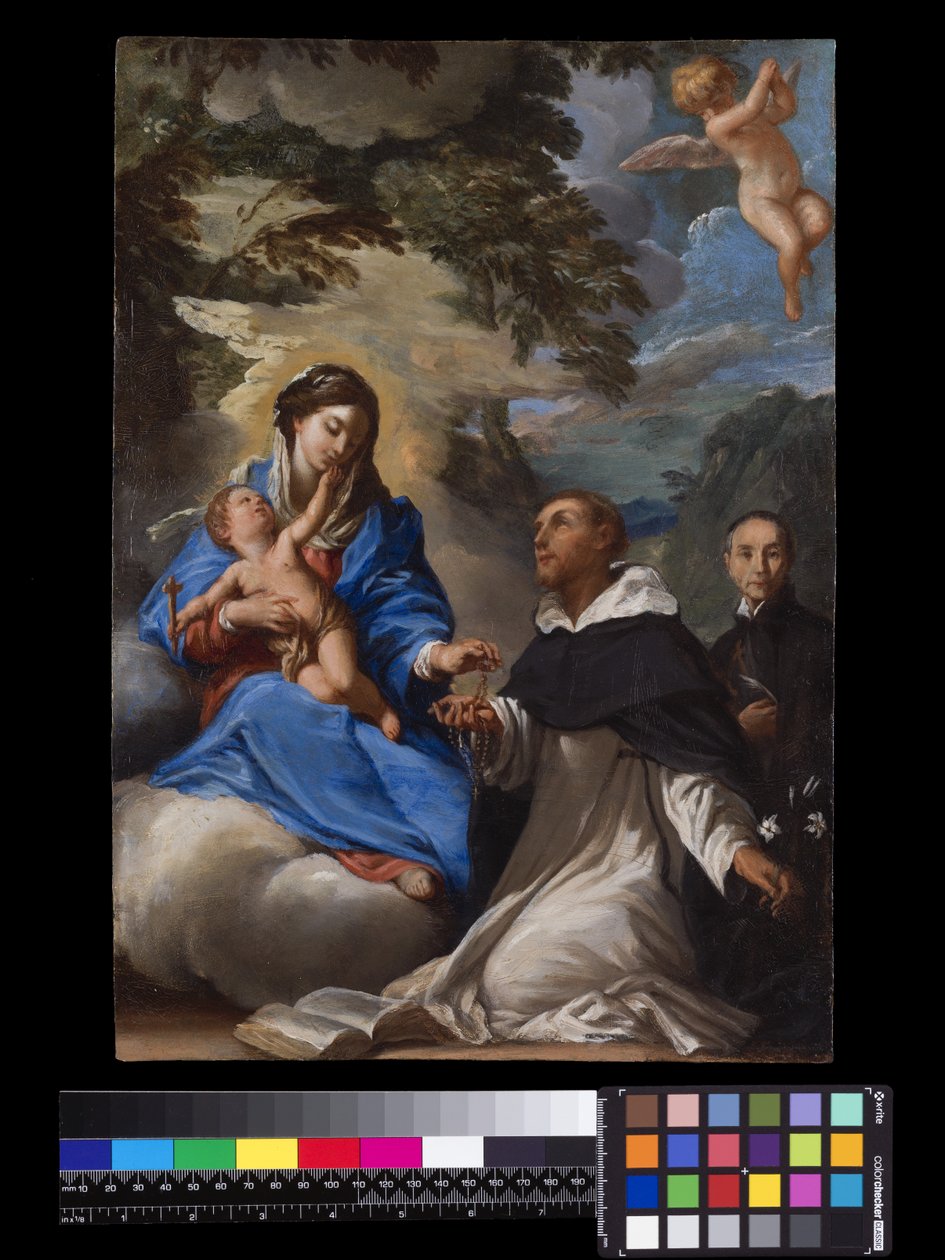 Saint Dominique recevant le Rosaire de la Vierge Marie - Italian School
