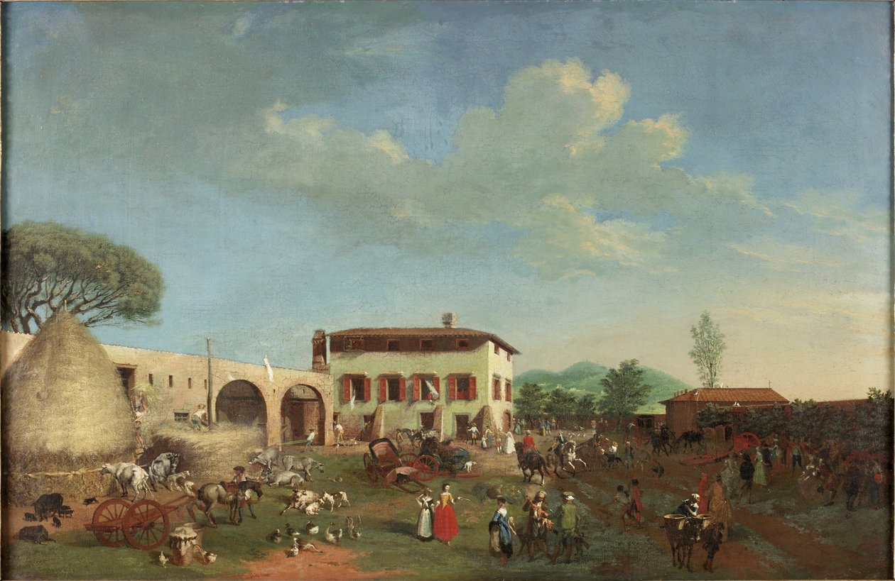 Une cour de ferme - Italian School