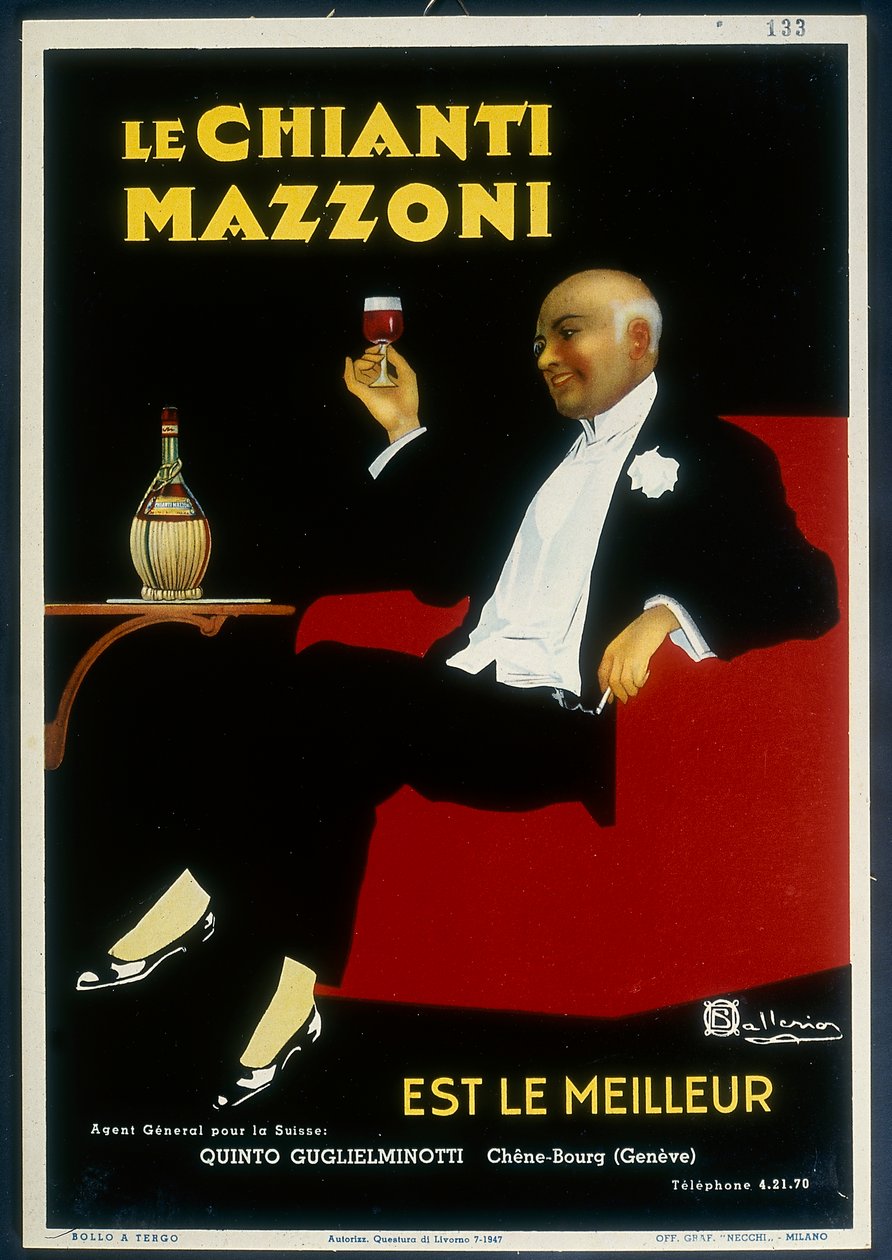 Une affiche historique du Chianti "Mazzoni". - Italian School
